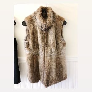 Sleeveless Real Rabbit Fur Vest - Brown